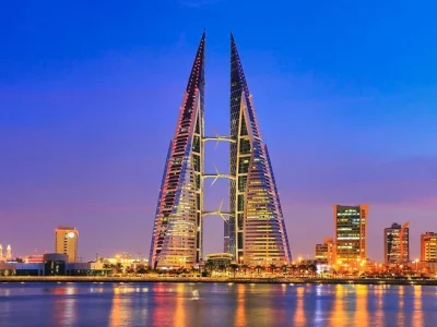 Bahrain World Trade Center at Dusk Manama Bahrain by Ivan Pendjakov